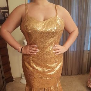 Gold, full sequined special occasion gown